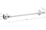 Delta Pirouette Chrome towel bar with dimensions 