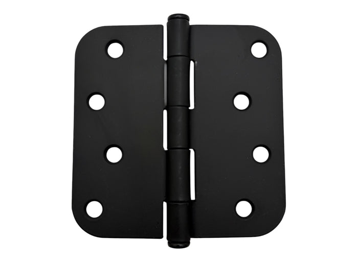 Black door hinge on a white background