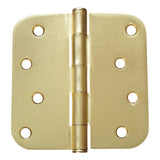 A single brass-colored metal hinge with six pre-drilled holes on each leaf and a central pin, shown on a plain white background.