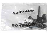 Packaged screws with a clear label on a white background