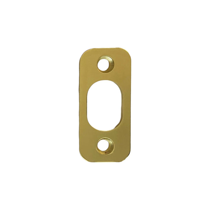 Polished Brass Round Corner Deadbolt Strike Plate
