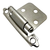 satin nickel cabinet door hinge on a white background