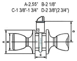 5765-6085 Series Round Door Knob with Square Rosette Dimensions