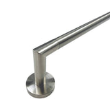Satin nickel towel bar end detail on white background