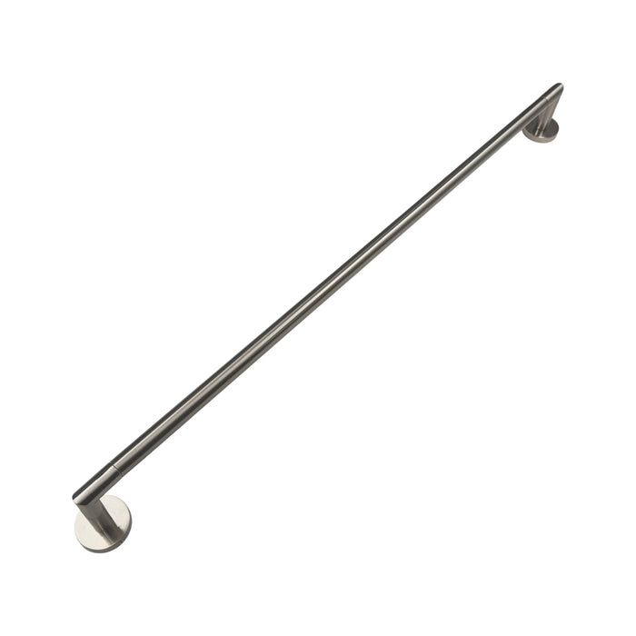 Satin nickel towel bar on white background