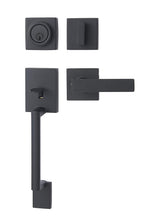 Matte Black Contemporary Single Cylinder Door Handleset with Stamford Lever