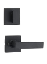 Matte Black Contemporary Single Cylinder Door Handleset with Stamford Lever