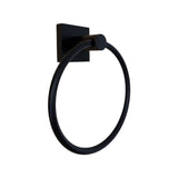 Black towel ring on a white background