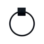 Black towel ring on a white background