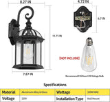 2 Pack of Black Outdoor Wall Sconce for Front Door Entryway WK002-2Pack