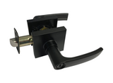 Black Modern Privacy Door Lever with Square Baseplate