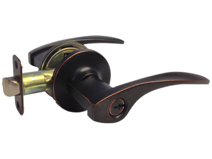 Door handle with bronze finish on a white background