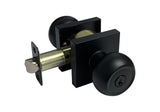 eBuilderDirect black entry knob and deadbolt set with square base, keyed alike for convenience.