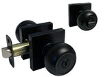 eBuilderDirect black finish square plate privacy round knob set for bedroom and bathroom doors.