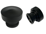 eBuilderDirect black zinc alloy round cabinet knob, 1 1/4 inch diameter, for furniture and drawers.