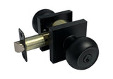 eBuilderDirect Black Finish Square Plate Entrance Round Knobs with keyed lock cylinder