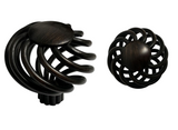 eBuilderDirect dark oil rubbed bronze metal birdcage knob, 1 5/8 inch diameter, for kitchen cabinets and drawers.