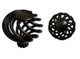 eBuilderDirect dark oil rubbed bronze metal birdcage cabinet knob, 1 3/8 inch diameter, decorative cage design.