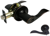 eBuilderDirect dark oil rubbed bronze lever door handle with keyed entry and adjustable latch. ANSI standard.