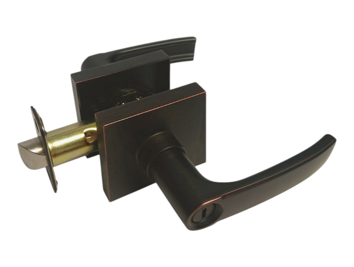 eBuilderDirect dark oil rubbed bronze square privacy door handle lever with keyhole. 