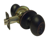 eBuilderDirect dark oil rubbed bronze entrance door knob with adjustable backset and key lock mechanism.