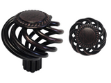eBuilderDirect Oil Rubbed Bronze metal birdcage knob with rope detail, 1 3/8" diameter.