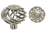 eBuilderDirect Satin Nickel Sunflower Birdcage Knob 40mm, solid metal construction with a decorative floral center.