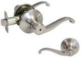 eBuilderDirect Satin Nickel privacy door lever handle, ANSI Standard Residential Grade Lock, reversible for left or right hand.