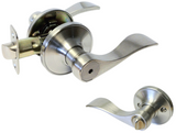 eBuilderDirect Satin Nickel privacy door lever handle with adjustable backset and reversible design for interior doors.