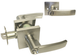 eBuilderDirect satin nickel square entry door lever handle with keyhole and square base