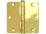 Polished Brass Door Hinge 3.5 inch x 3.5 inch with 1/4 Radius