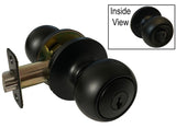 Matte Black Finish Entrance round keyed knob