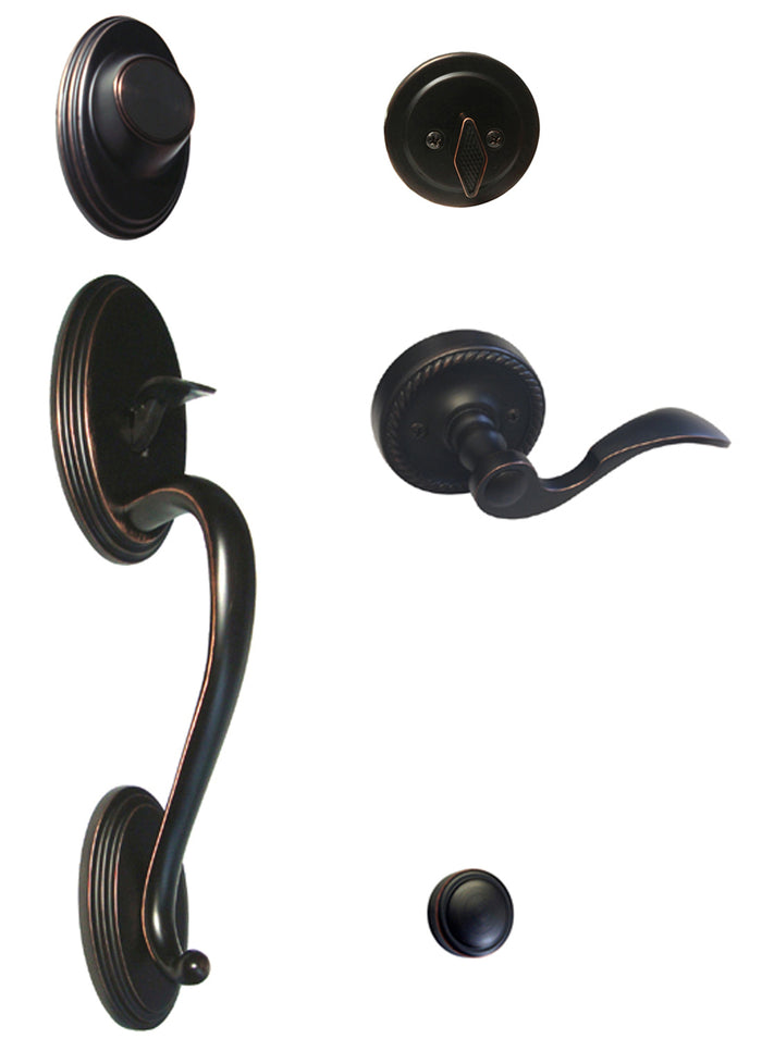 Dark Oil Rubbed Bronze Thick Front Door Handle Dummy Set with 6300 Lever - ***PLEASE SELECT LH or RH***