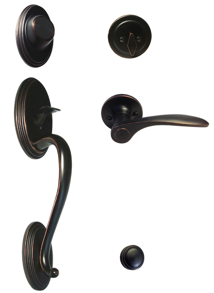 Dark Oil Rubbed Bronze Front Door Handle Dummy Set with 836 Lever ***PLEASE SELECT LH or RH***