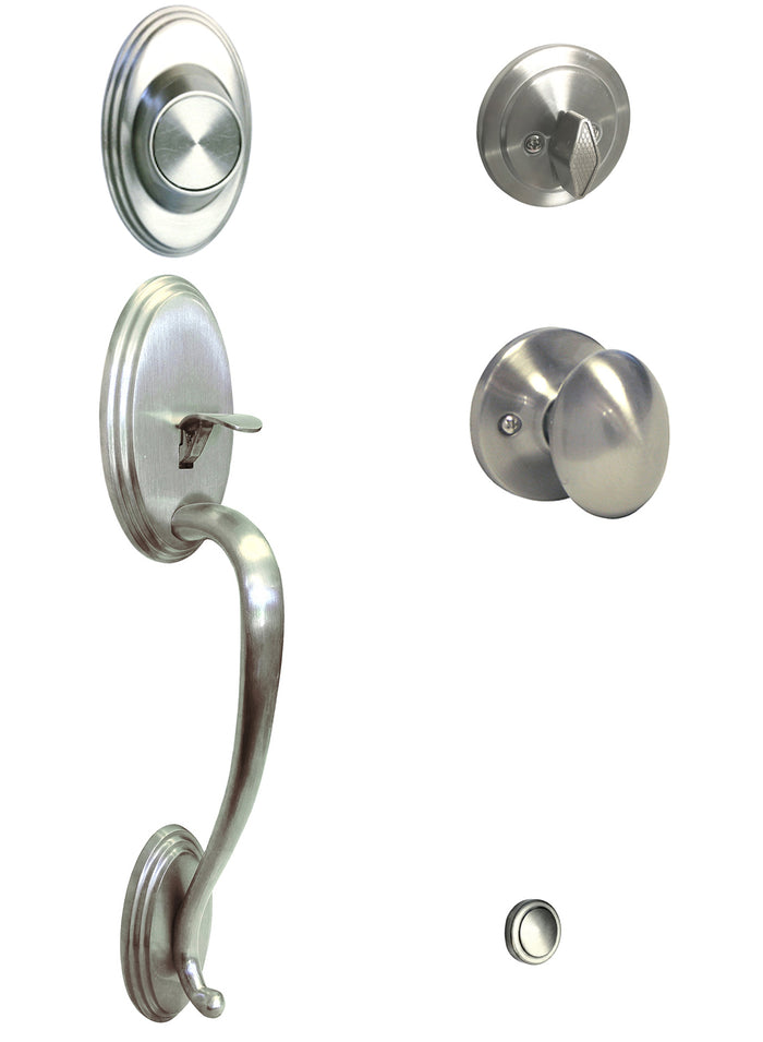 Satin Nickel Front Door Handle Dummy Set with Oval Knob