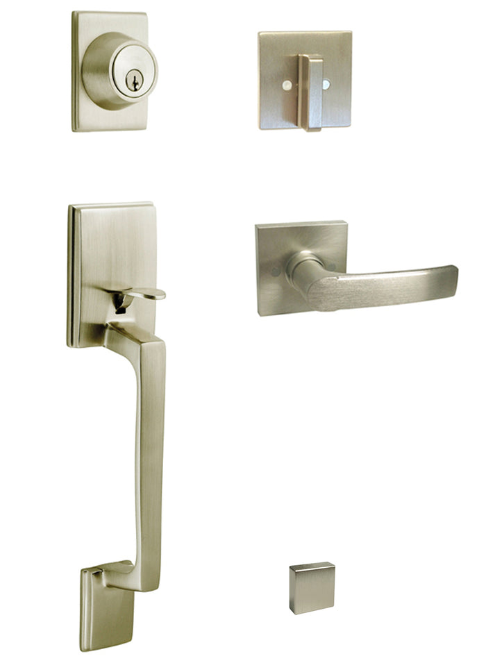 Satin Nickel Thick Door Front Door Square Handle