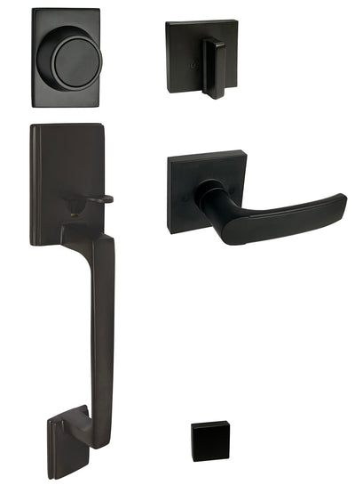 Black Front Door Handle Dummy Set with 8048 Lever