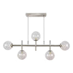 Decor Living Cora 5 Light Brushed Nickel Linear Island Chandelier for Kitchen or Dining Room