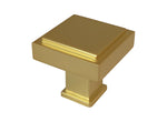 Satin Brass 1 1/8" Square Knob Cabinet Knob 1023 30mm