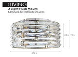 Decor Living Avant 2 Light Polished Chrome Light Fixture with Curved Crystal Accent Shade