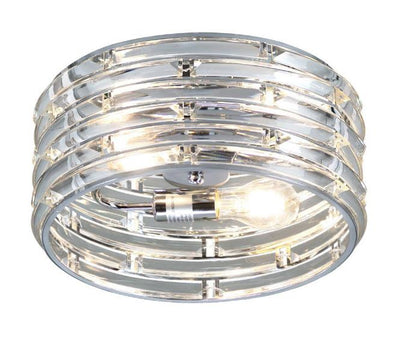 Decor Living Avant 2 Light Polished Chrome Light Fixture with Curved Crystal Accent Shade