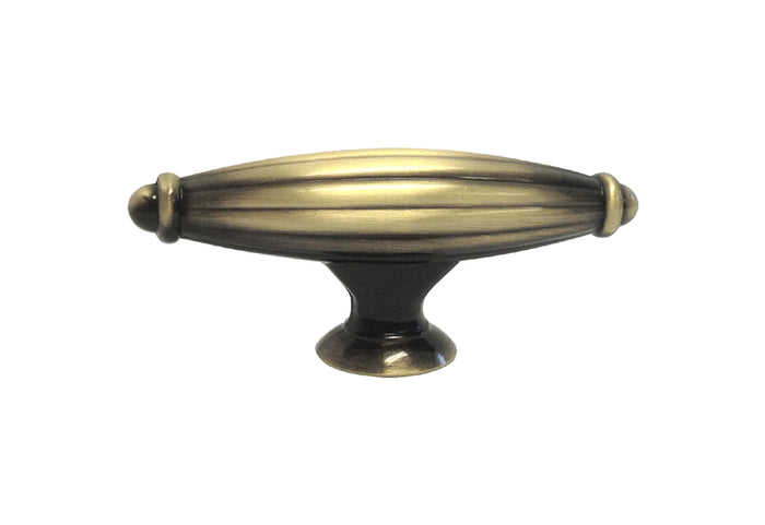 Antique Brass Cabinet Knob with a Fluted Style
