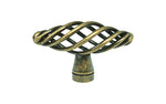 Antique Brass 2-3/8" Cabinet Knob with a Bird Cage Design