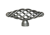 Antique Pewter Oval Cabinet Knob with a Bird Cage Design