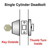 Black Finish Single Cylinder Deadbolt with a Key on the Exterior
