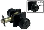 Black Finish Square Plate Entrance Round Knobs - Style: 5765-6085-NBL