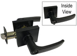Black Finish Square Privacy Door Handle - Style: 8048NBL