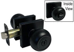 Black Finish Square Plate Privacy Round Knobs - Style: 5765-6085-NBL
