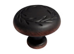 Dark Oil Rubbed Bronze 1 1/4" Kitchen Cabinet Drawer Round Leaf Knob 7418 32mm