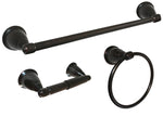 Dark Oil Rubbed Bronze Towel Bar Kit with 18" Towel Bar, Towel Ring, and Toilet Paper Holder with Round Base.